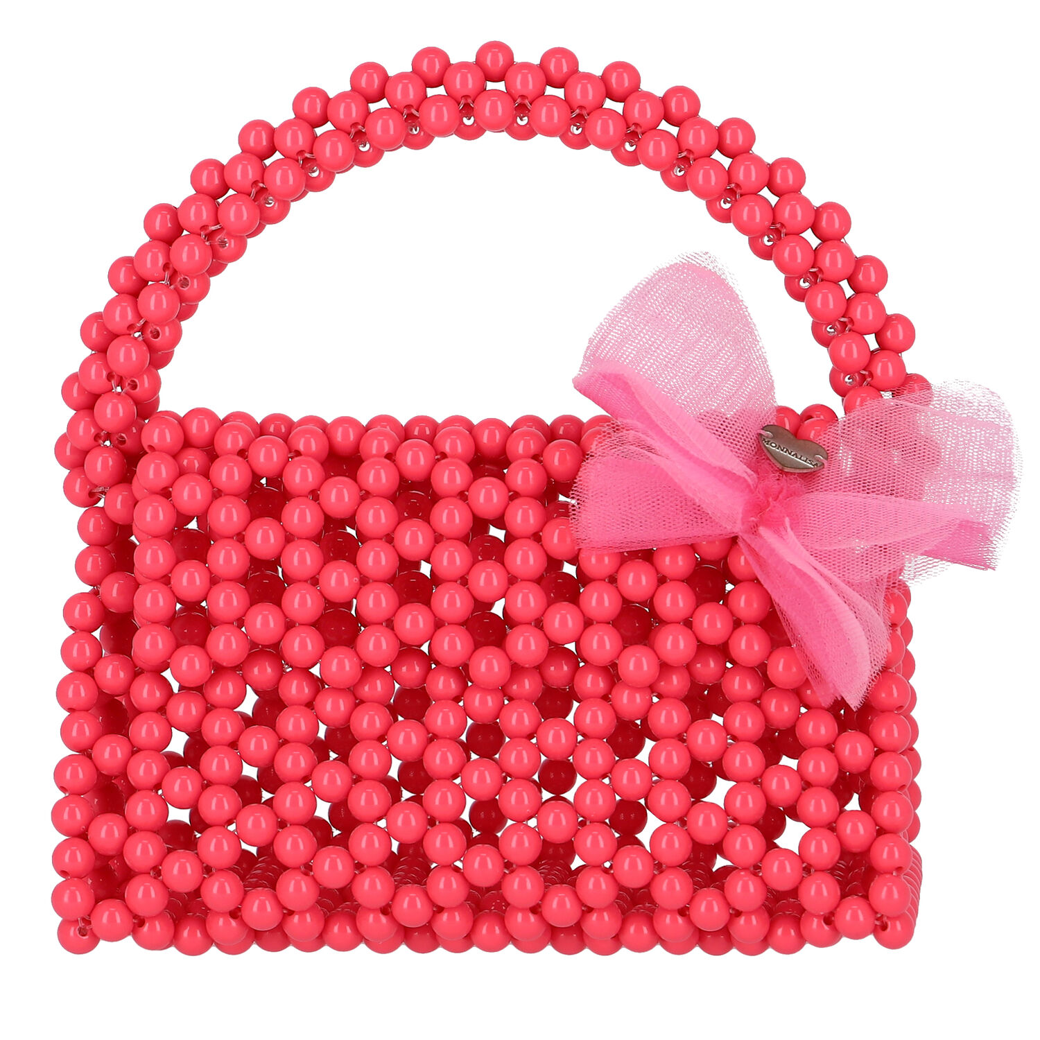 Girls Pink Beaded Handbag, 1, hi-res