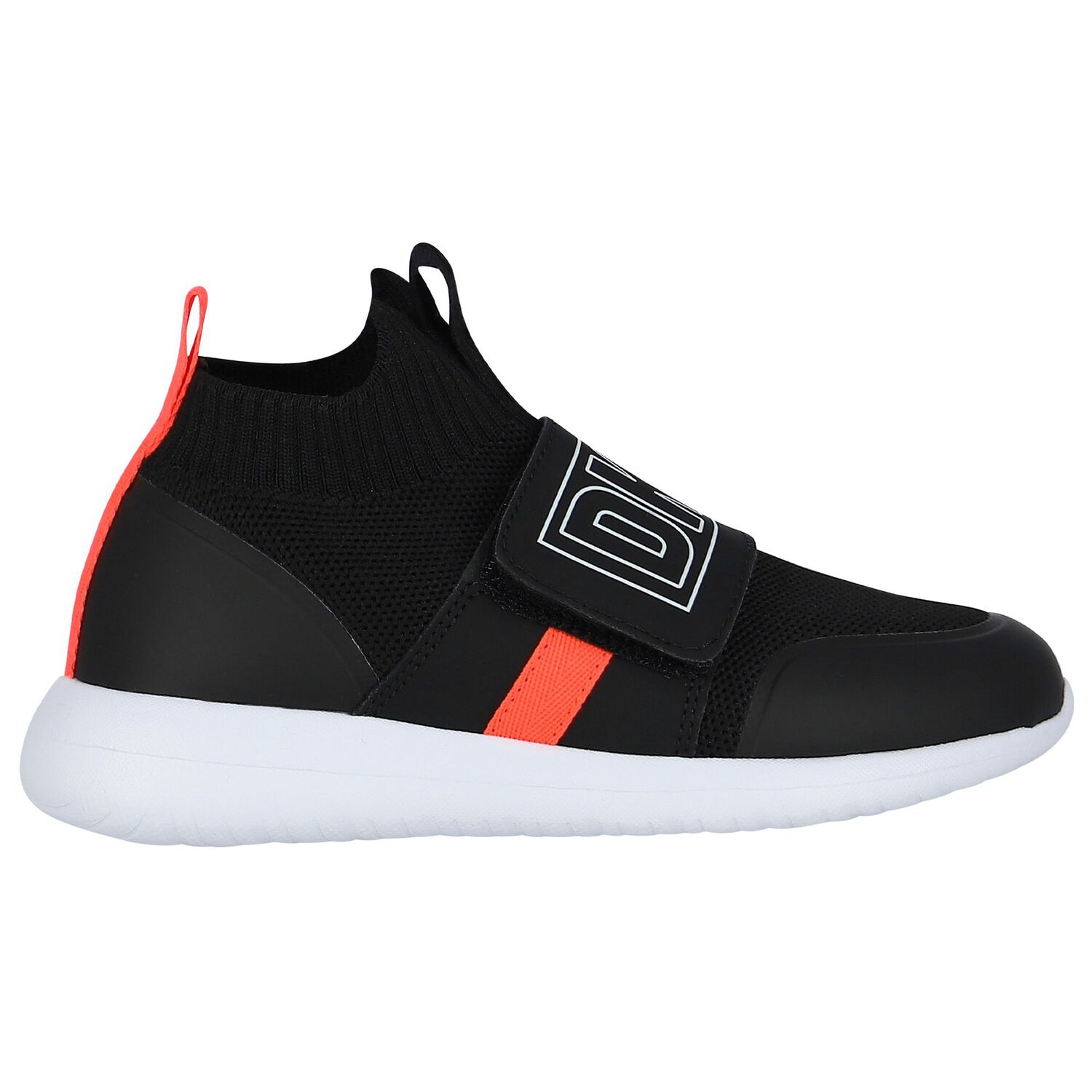 Boys Black & White Logo Trainers, 1, hi-res