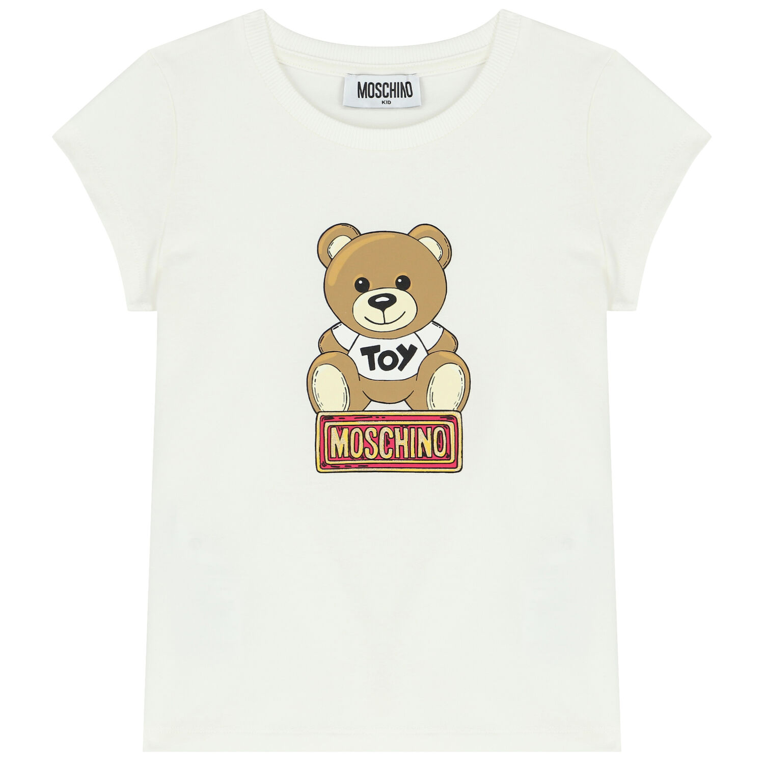 Girls Ivory Teddy Bear Logo T-Shirt, 2, hi-res