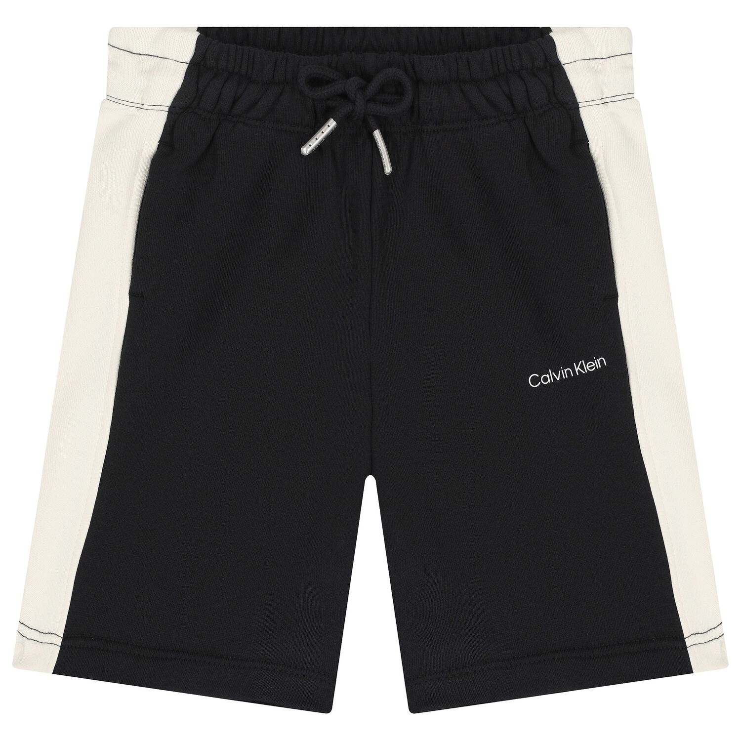 Boys Black & Ivory Cotton Jersey Shorts, 1, hi-res image number null