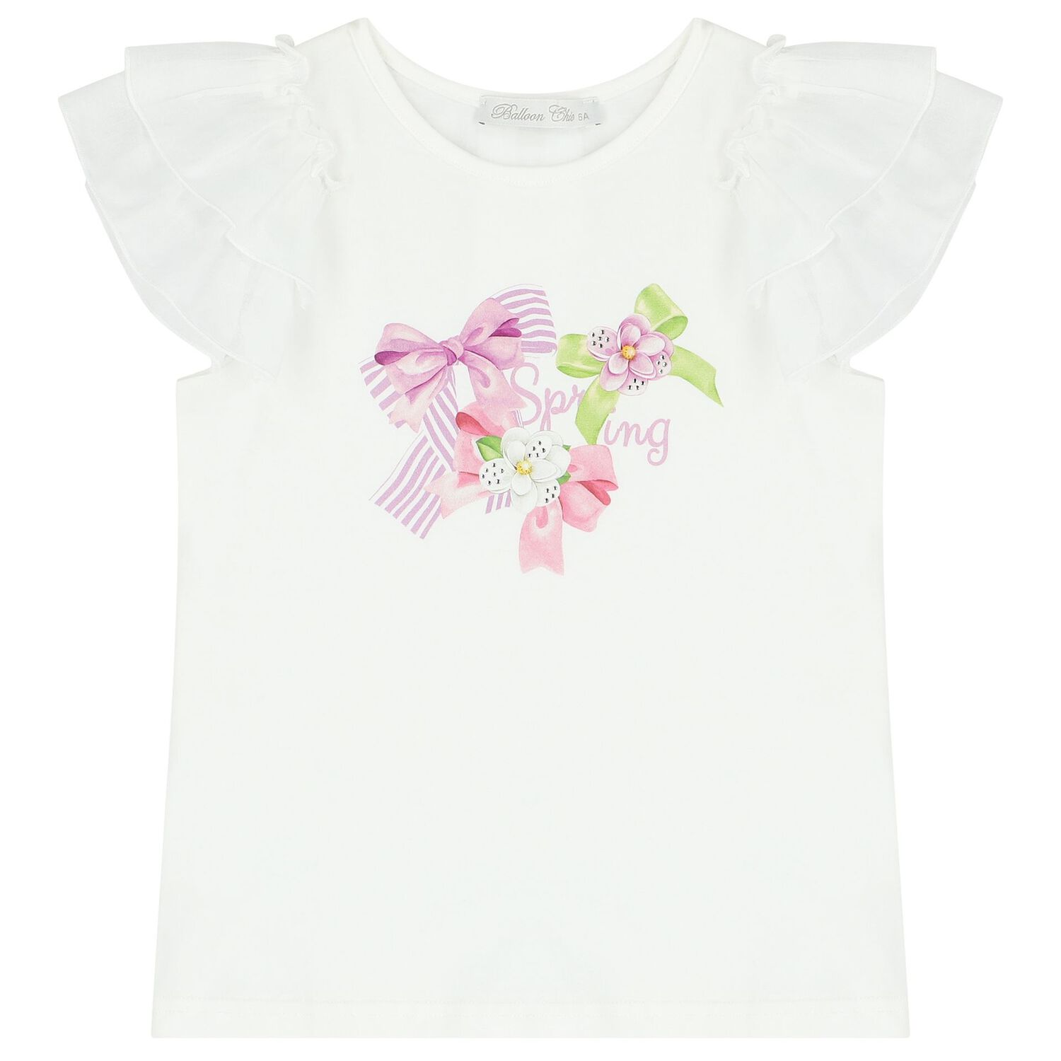 Girls White & Green Floral Skirt Set, 1, hi-res image number null