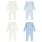 Baby Boys White & Blue Babygrows ( 4 Pack ), 1, hi-res