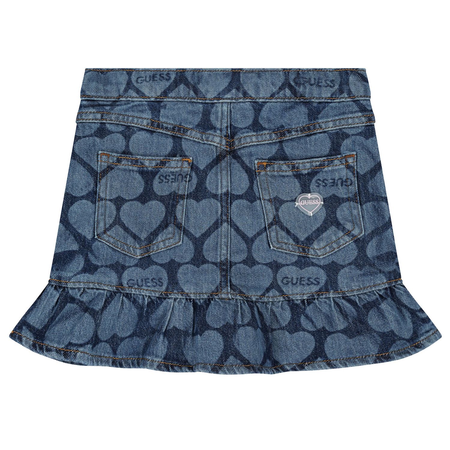 Girls Blue Logo Denim Skirt, 1, hi-res
