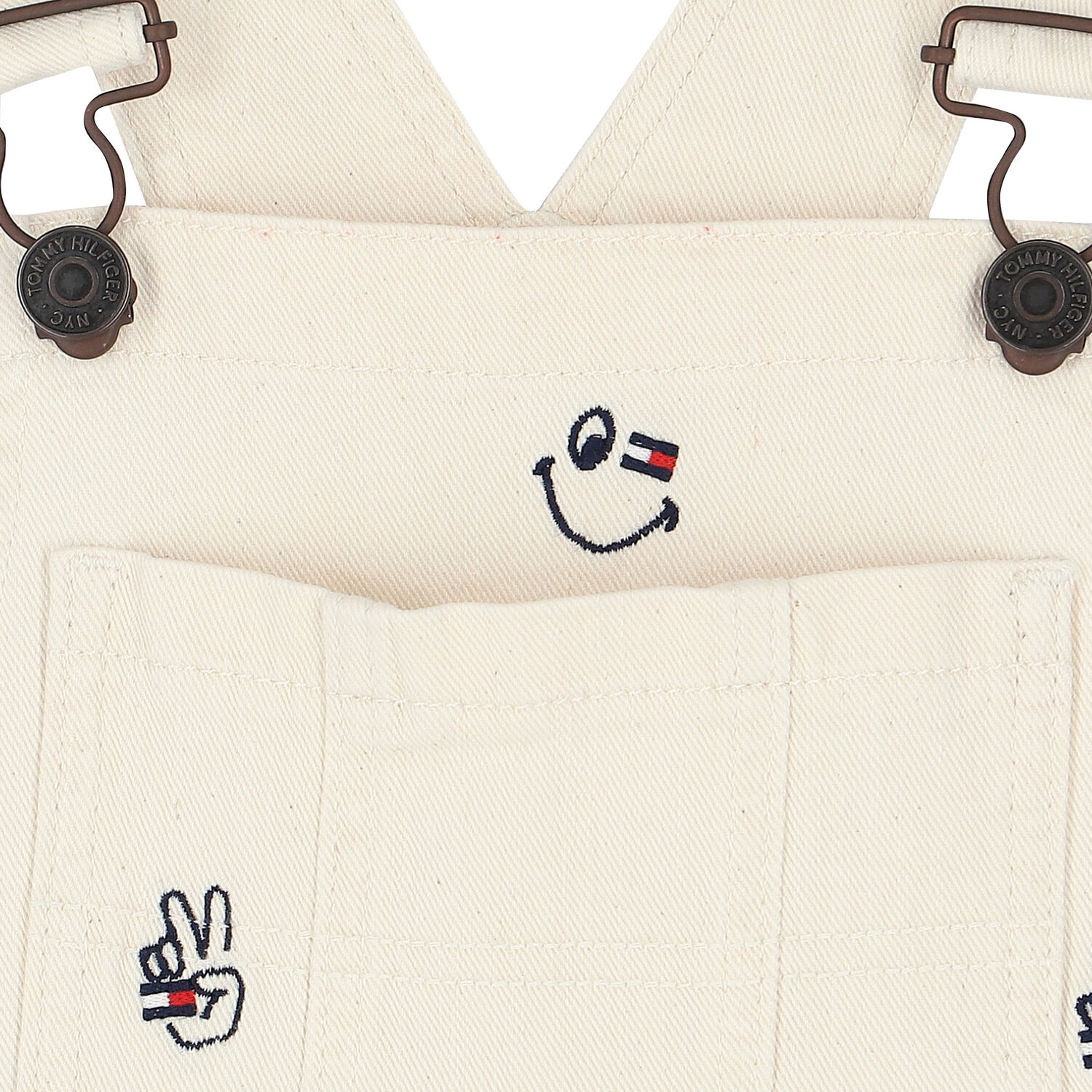Girls Ivory Logo Dungaree, 1, hi-res