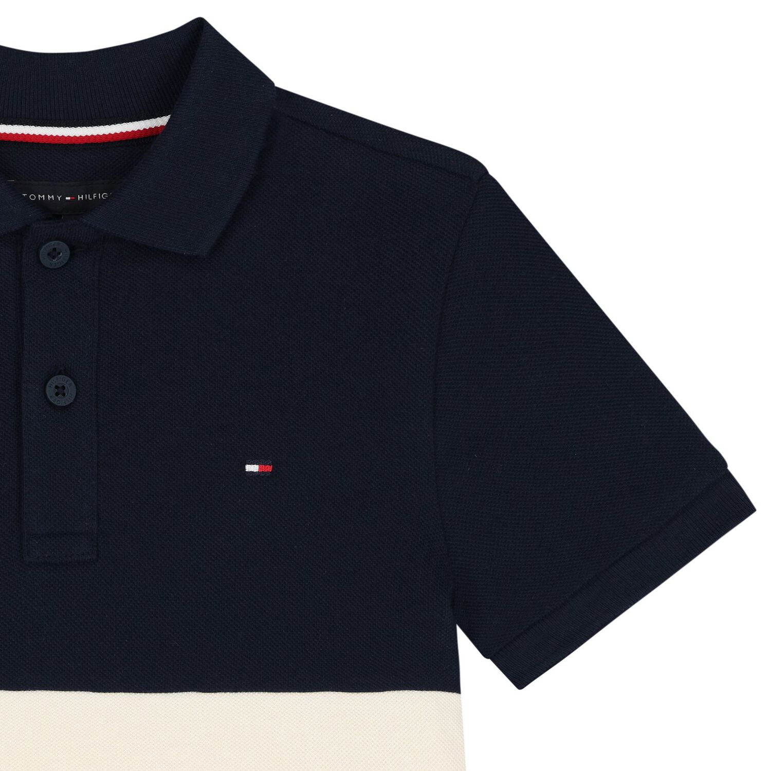 Boys Navy Blue, Beige & Red Polo Shirt, 1, hi-res image number null