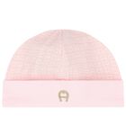 Baby Girls Pink & Gold Logo Hat, 3, hi-res