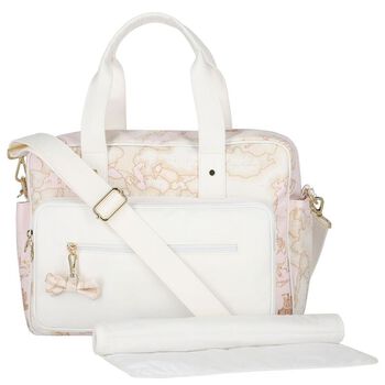 Baby Girls White & Pink Geo Map Changing Bag