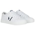 Boys White & Navy Blue Logo Trainers, 1, hi-res