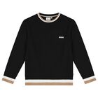 Boys Black Logo Knitted Jumper, 1, hi-res