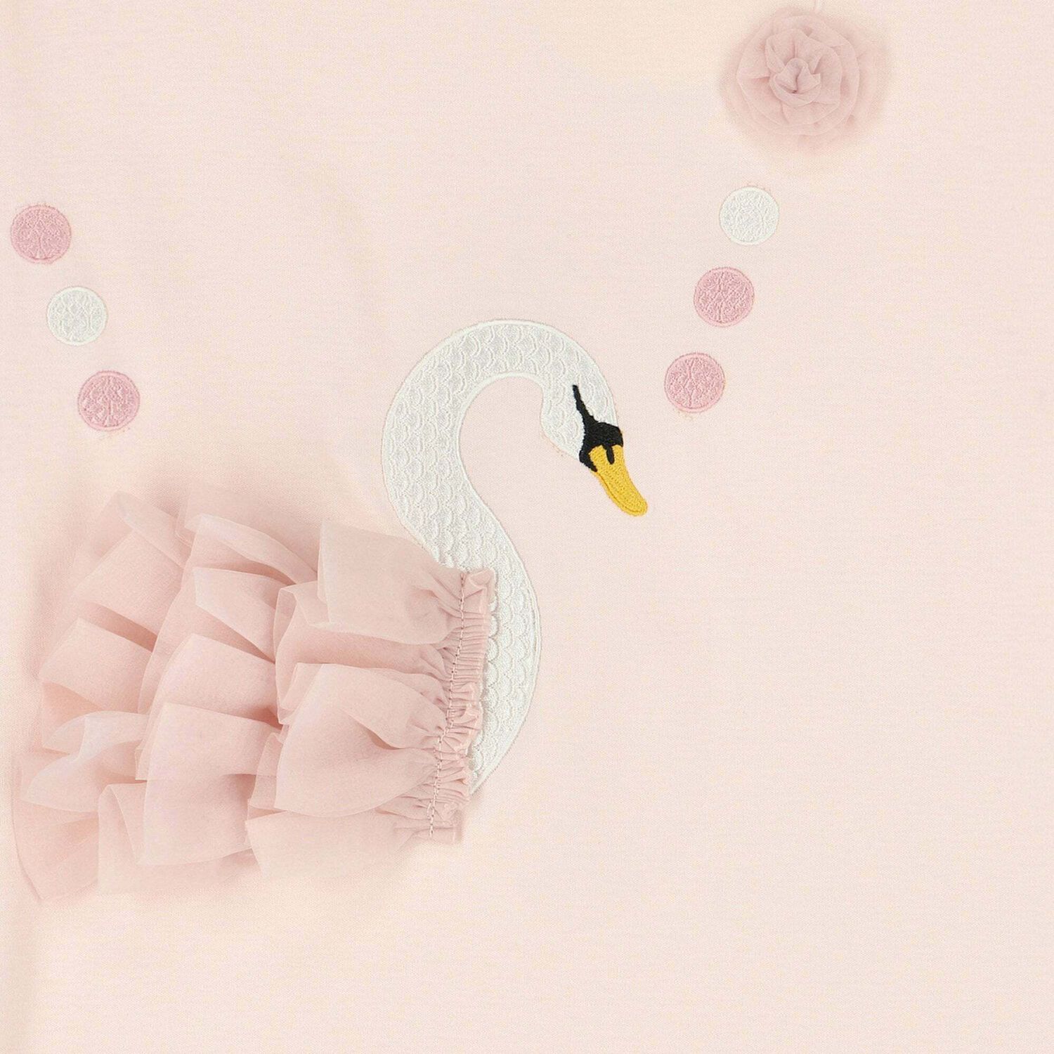 Girls Pink Jersey Swan Dress, 1, hi-res image number null