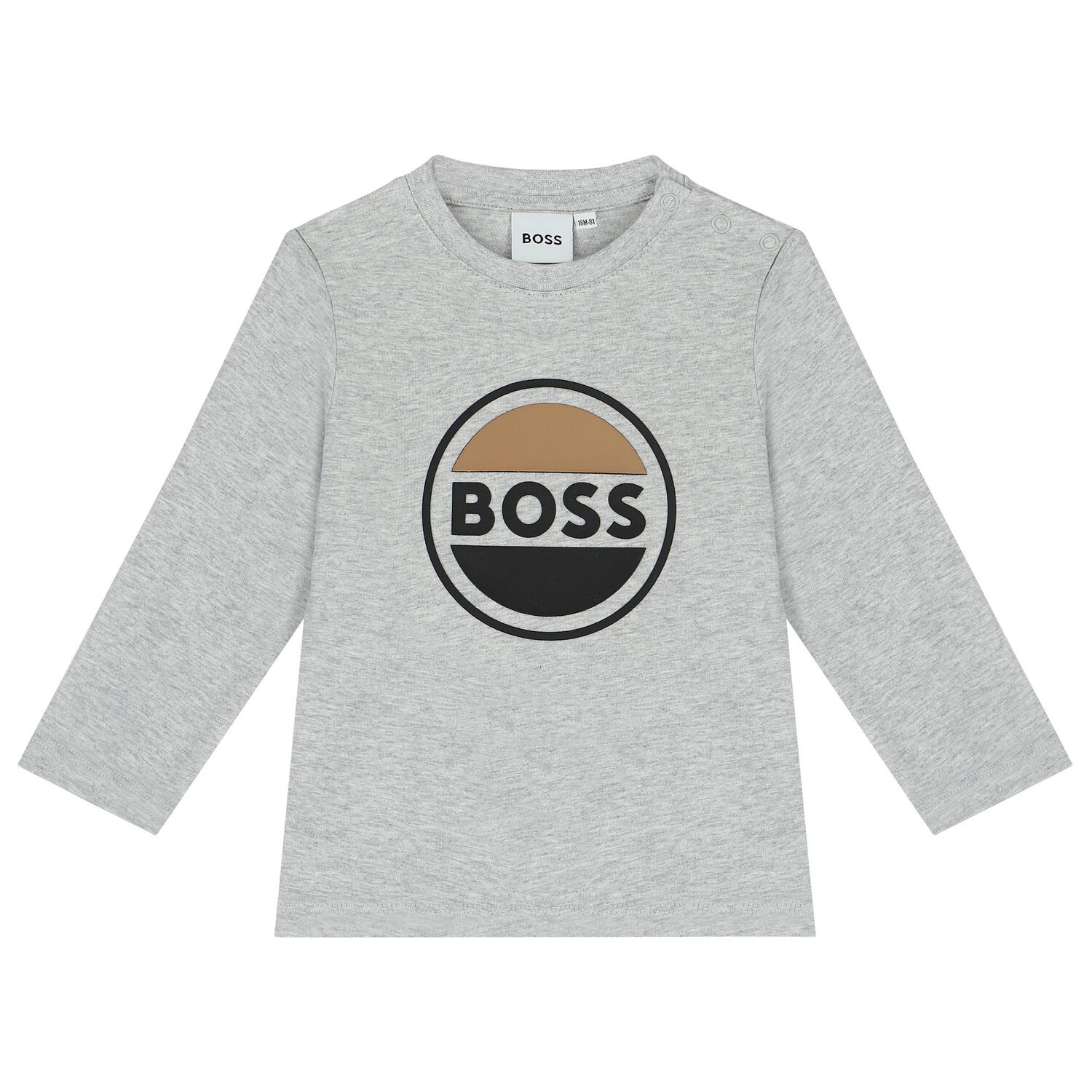 Younger Boys Grey Logo Long Sleeve Top, 3, hi-res image number null