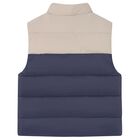 Younger Boys Beige & Navy Blue Reversible Gilet, 1, hi-res