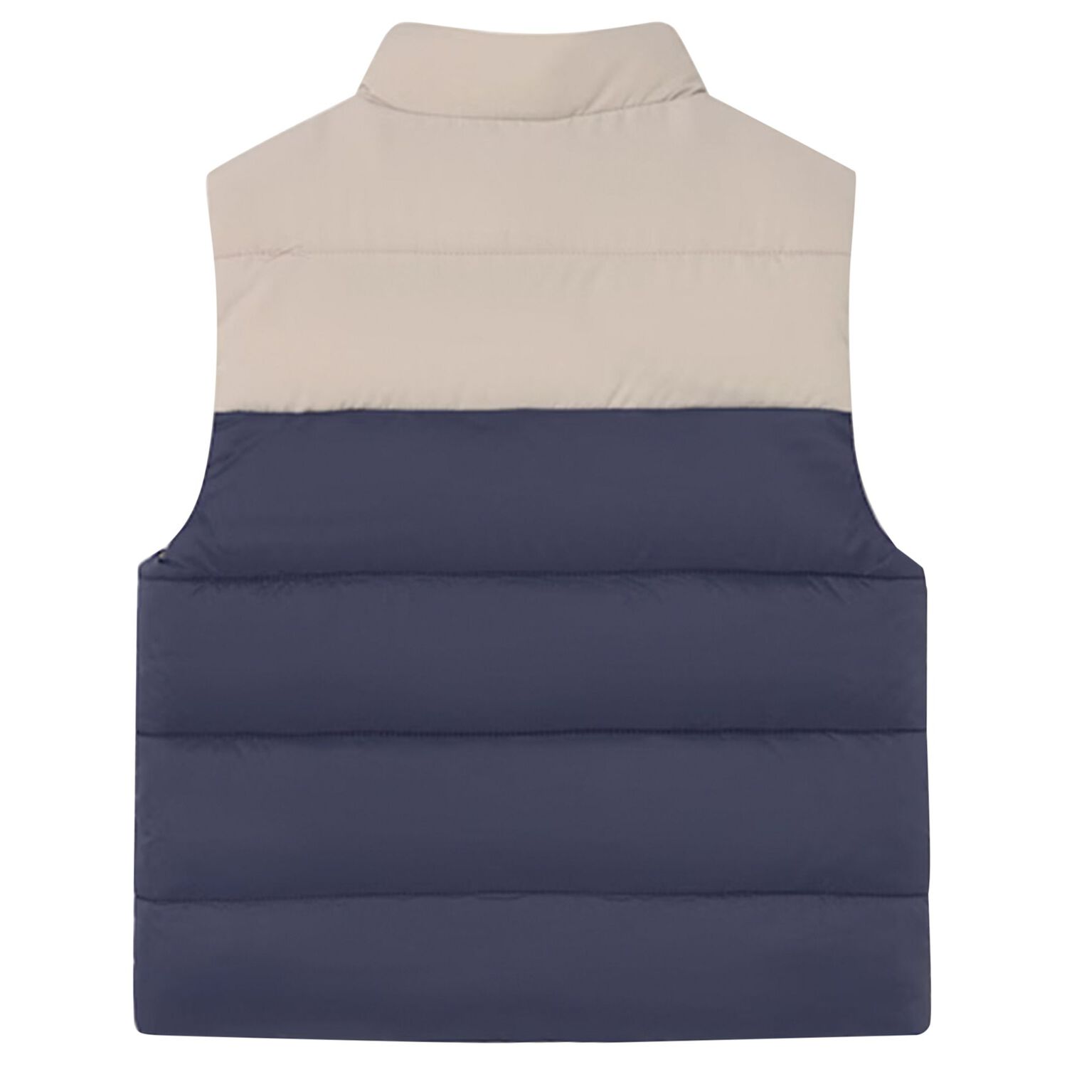Younger Boys Beige & Navy Blue Reversible Gilet, 1, hi-res