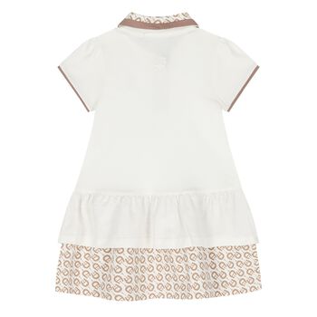 Younger Girls Ivory Logo Polo Dress