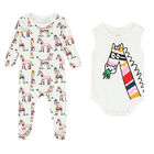 Baby Boys White Zebra Babygrow Set, 1, hi-res