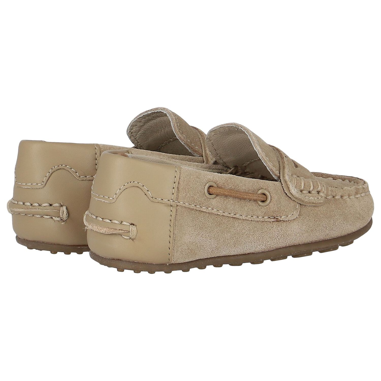 Younger Boys Beige Suede & Leather Loafers, 1, hi-res