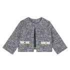 Younger Girls Navy Blue Tweed Knit Skirt Set, 2, hi-res
