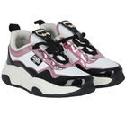 Girls White Logo Trainers, 1, hi-res