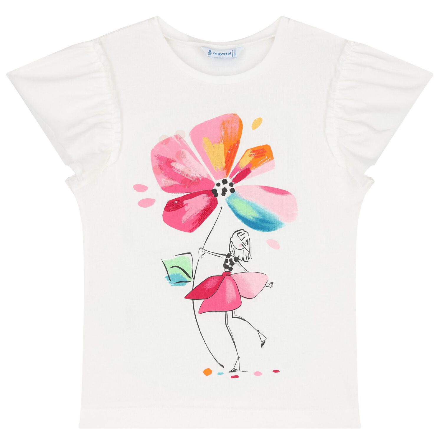 Girls White & Pink Flower Leggings Set, 1, hi-res image number null