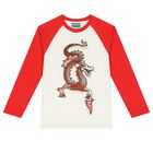 Boys Ivory & Red Dragon Long Sleeve Top, 1, hi-res