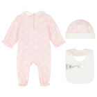 Baby Girls Pink Logo Babygrow Set, 1, hi-res
