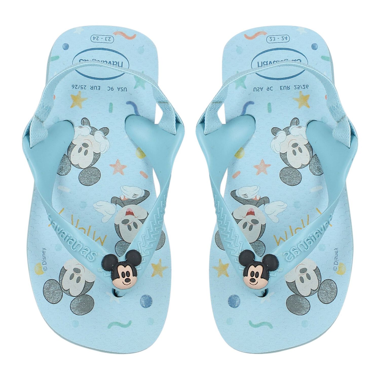 Younger Boys Blue Disney Logo Flip Flops, 4, hi-res image number null