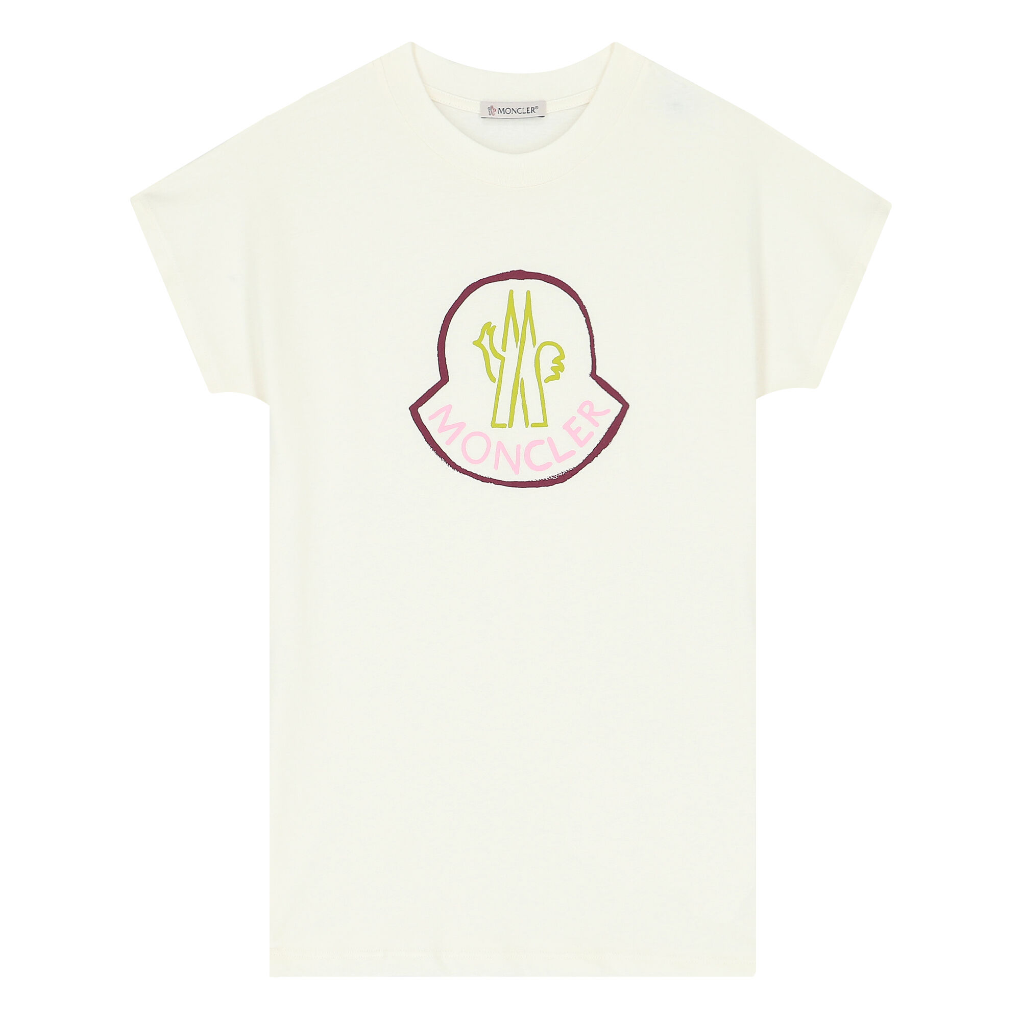 Moncler Enfant Girls Ivory Logo T Shirt Junior Couture UK