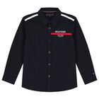 Boys Navy Blue Logo Shirt, 1, hi-res