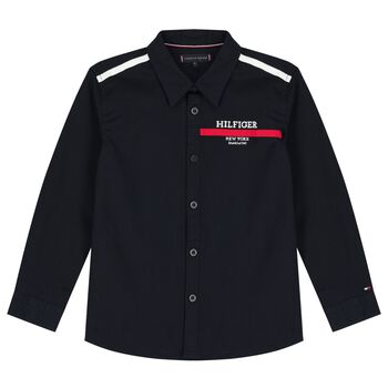 Boys Navy Blue Logo Shirt