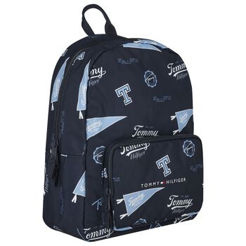 Boys Navy Blue Logo Backpack