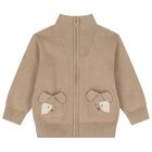 Younger Boys Beige Knitted Zip Up Top, 1, hi-res