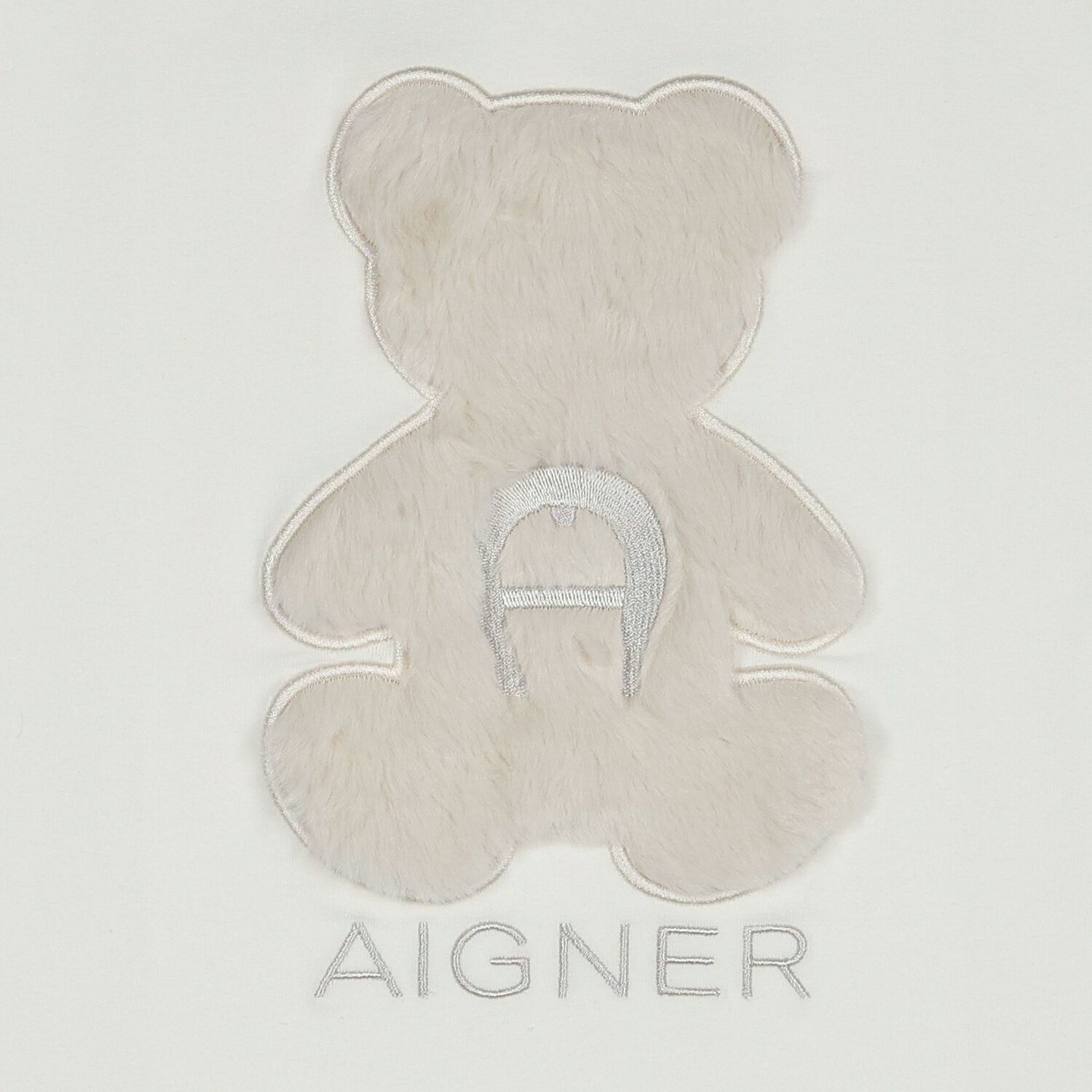 Girls Ivory Faux Fur Teddy Bear Logo T-Shirt, 1, hi-res