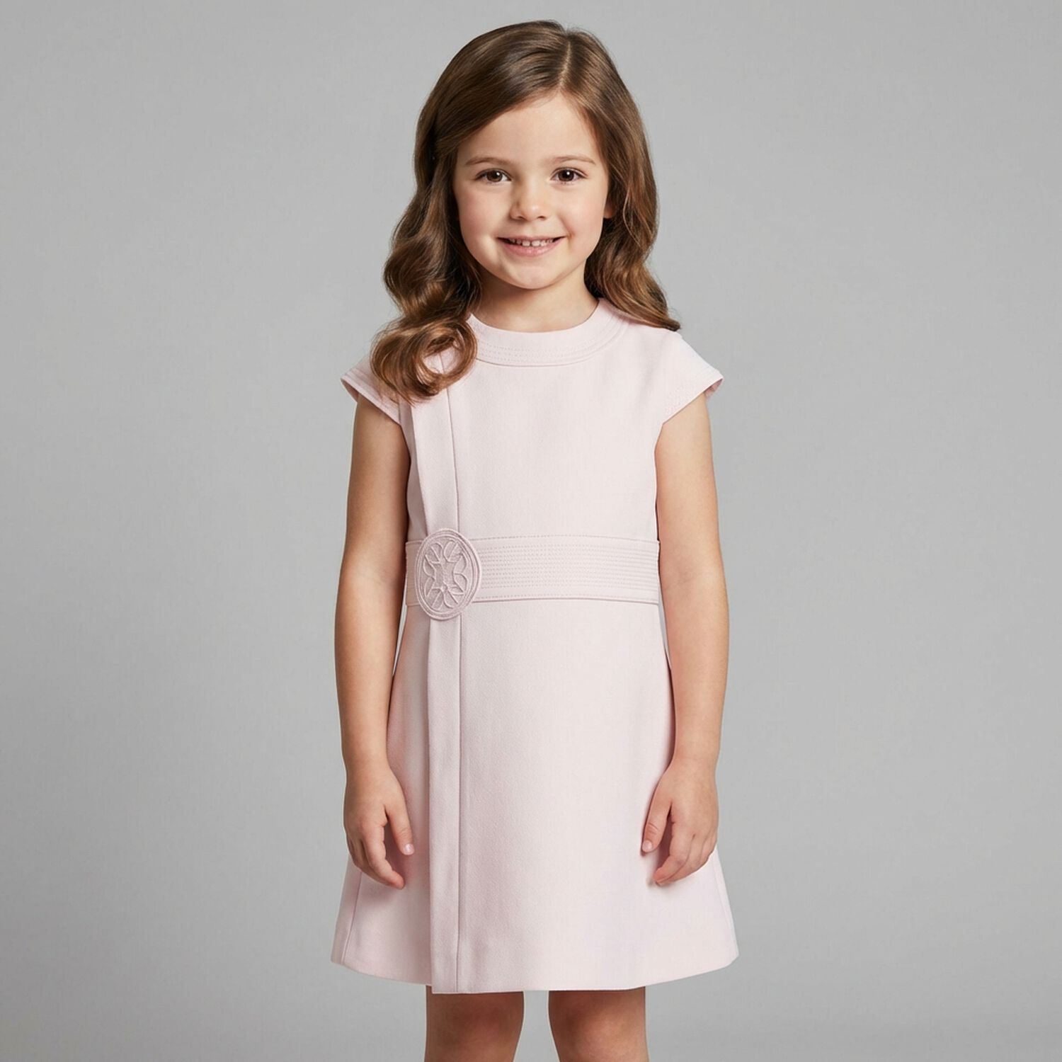 Girls Pink Crepe Dress, 1, hi-res