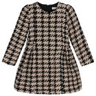 Girls Black & Beige Tweed Houndstooth Dress, 1, hi-res