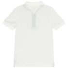 Boys White Varsity Logo Polo Shirt, 1, hi-res