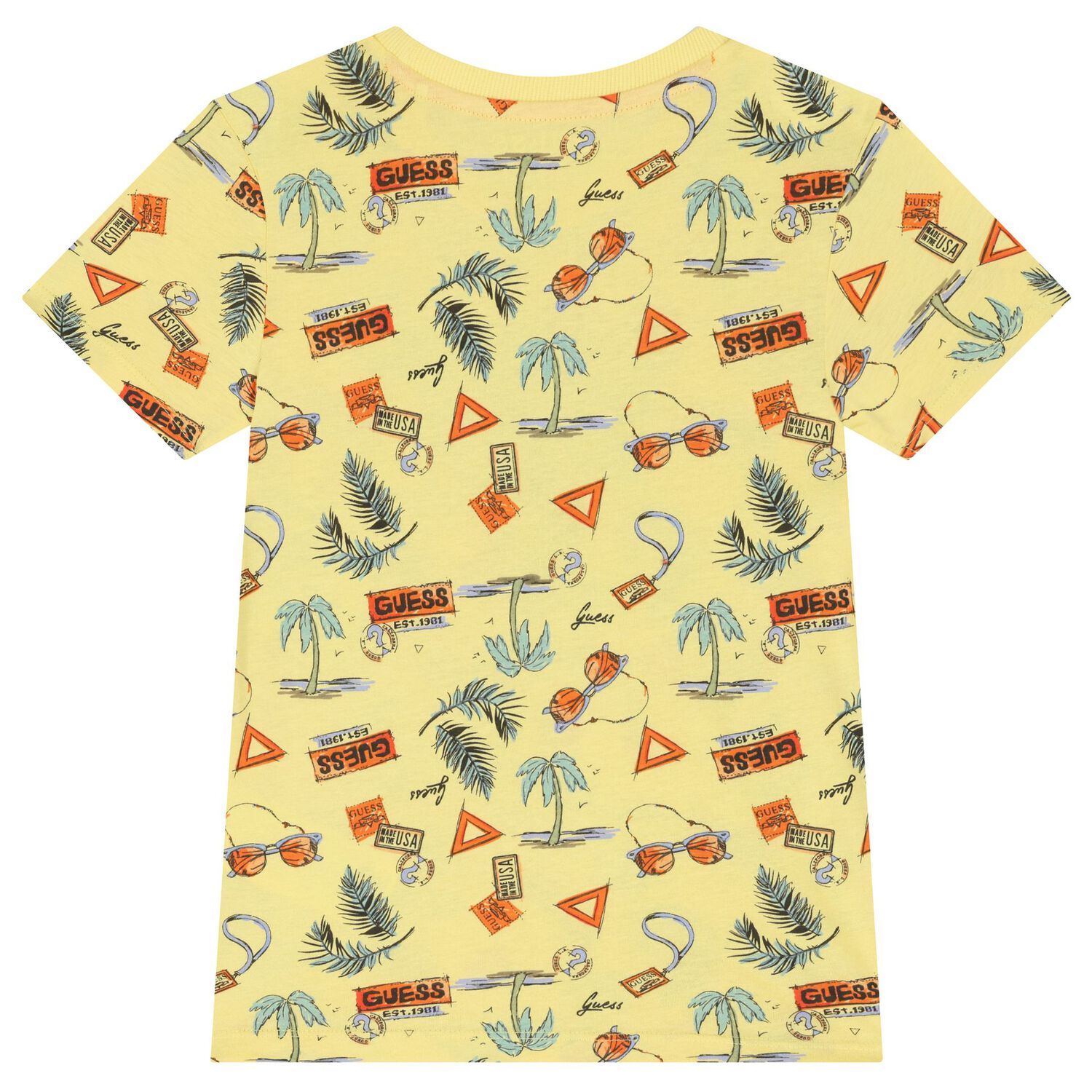 Boys Yellow & Navy Blue Logo Shorts Set, 1, hi-res