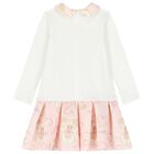 Girls White & Pink Pleated Dress, 1, hi-res