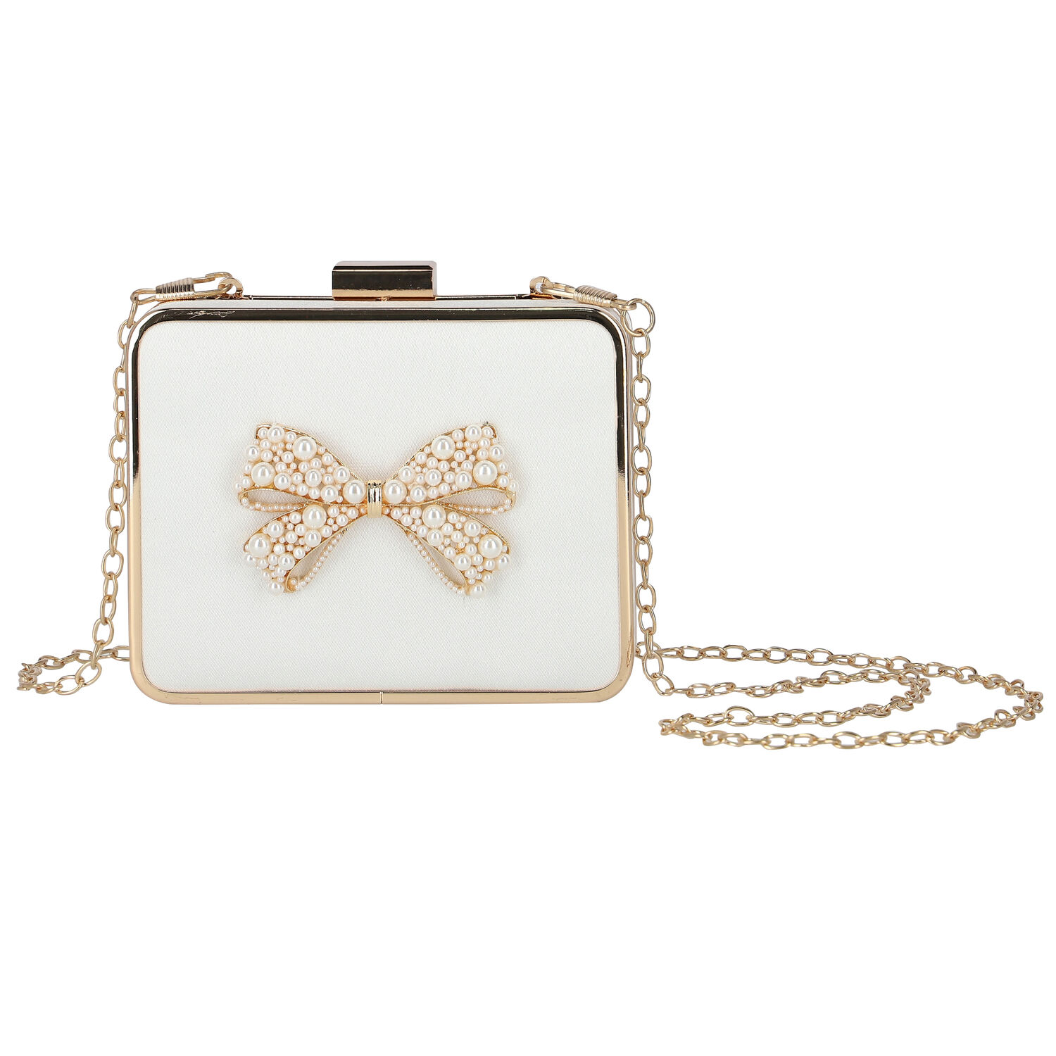 Girls Ivory & Gold Embellished Satin Bag, 2, hi-res image number null