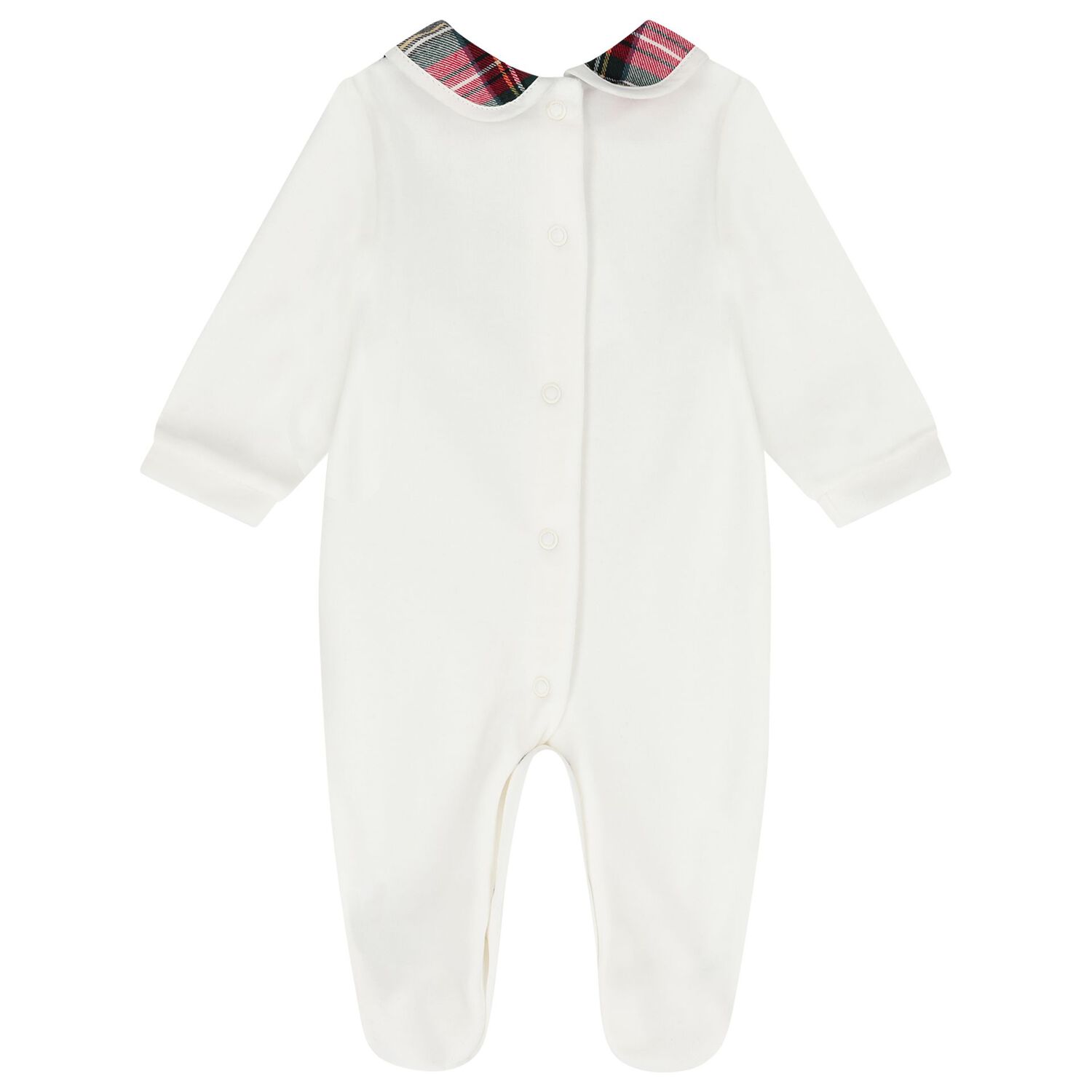 Baby Boys Ivory Tartan Babygrow, 1, hi-res