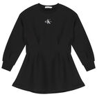 Girls Black Logo Dress, 1, hi-res