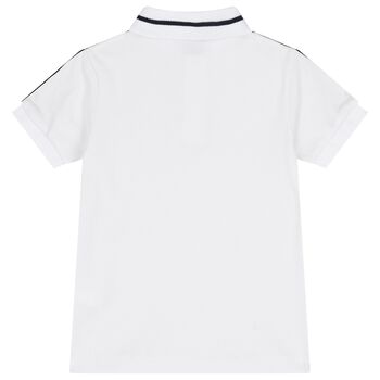 Boys White & Navy Blue Polo Shirt