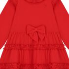 Girls Red Bow Ruffled Dress, 1, hi-res