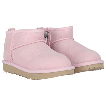 Younger Girls Pink Classic Ultra Mini Suede Boots
