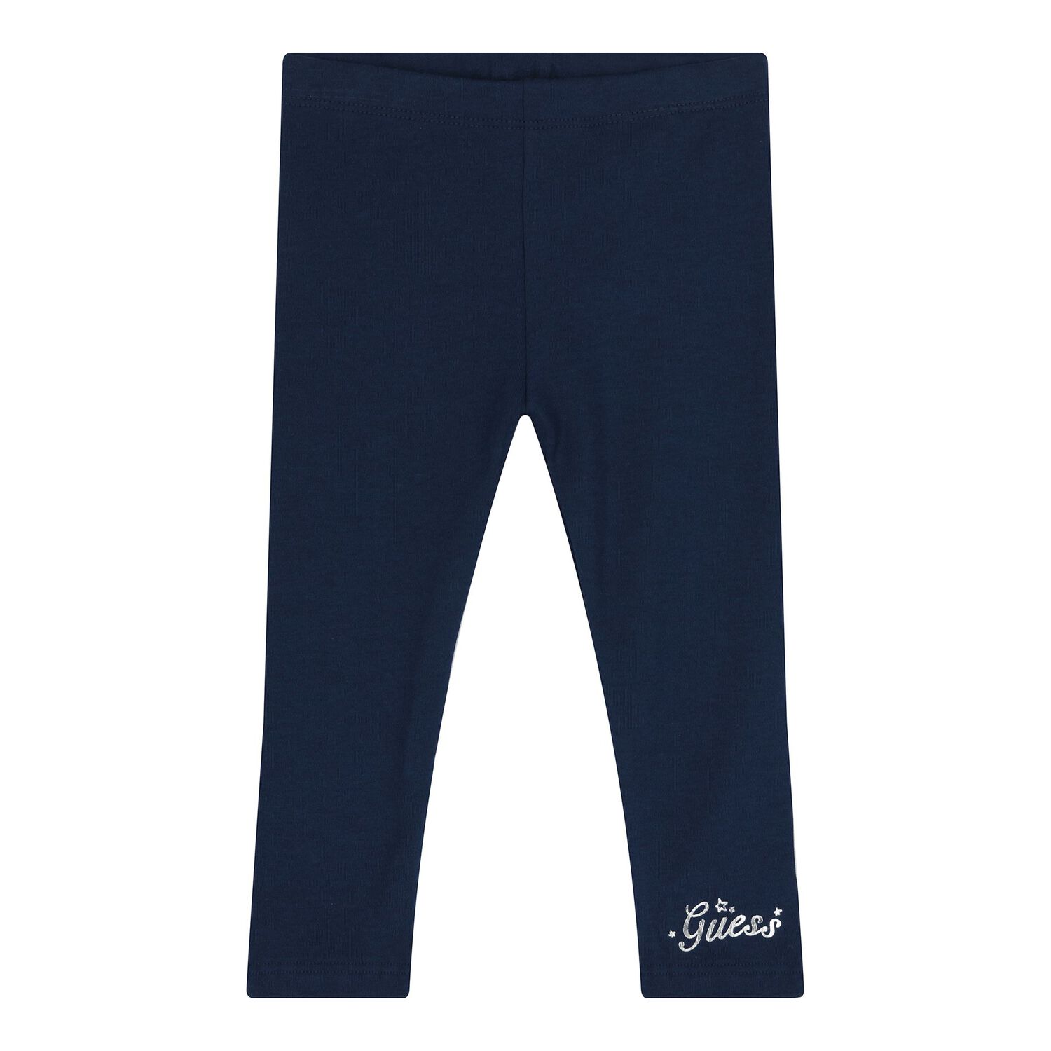 Baby Girls White & Navy Blue Teddy Bear Logo Leggings Set, 1, hi-res