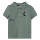 Younger Boys Green Logo Polo Shirt, 1, hi-res