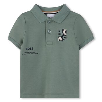 Younger Boys Green Logo Polo Shirt