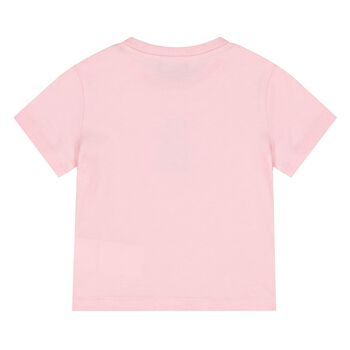 Younger Girls Pink Teddy Bear Logo T-Shirt