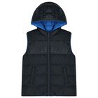 Boys Navy Blue & Blue Reversible Padded Gilet, 1, hi-res