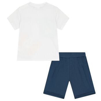 Baby Boys White & Blue Shorts Set