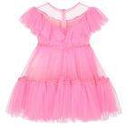 Girls Neon Pink Tulle Dress, 1, hi-res